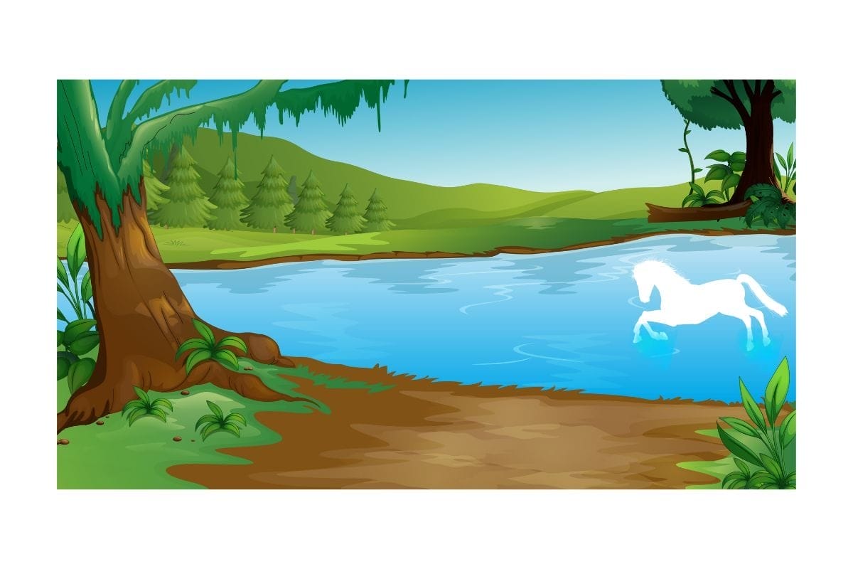 The horse in the lake